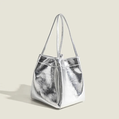 Trendy Silver Portable Bucket Shoulder Bag