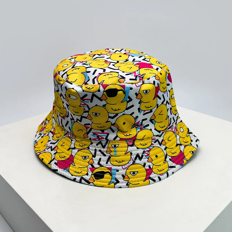 Duck Print Bucket Hat – Reversible Unisex Fisherman Cap