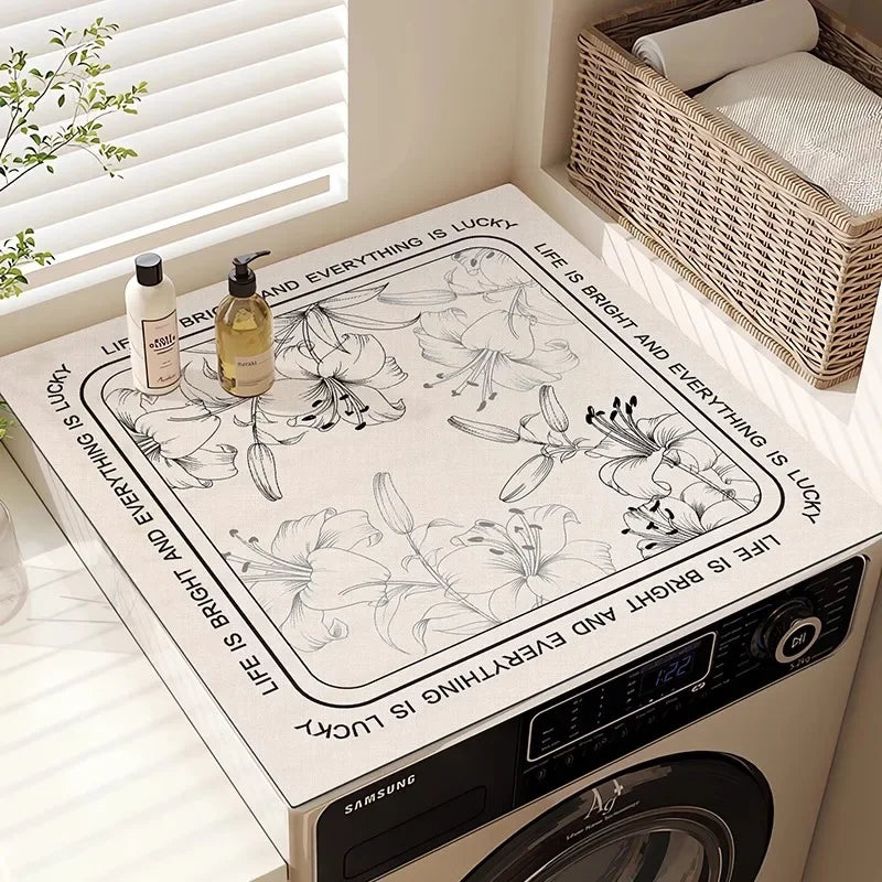 Washing Machine Top Cover Mat – Absorbent Non-Slip Cute Cartoon Pad
