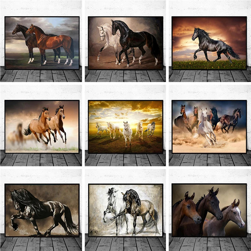 Wild Horse Canvas Wall Art – Majestic Running Stallion Poster Print