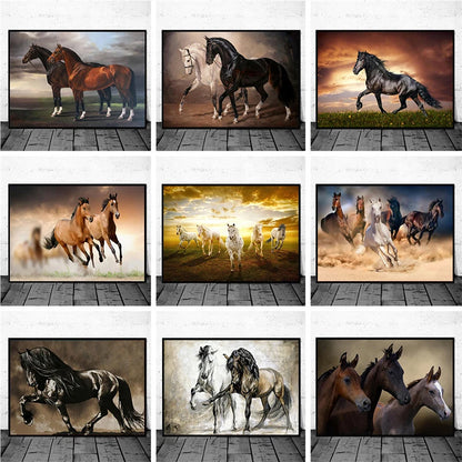 Wild Horse Canvas Wall Art – Majestic Running Stallion Poster Print