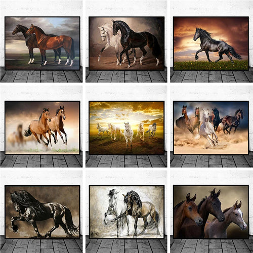 Wild Horse Canvas Wall Art – Majestic Running Stallion Poster Print