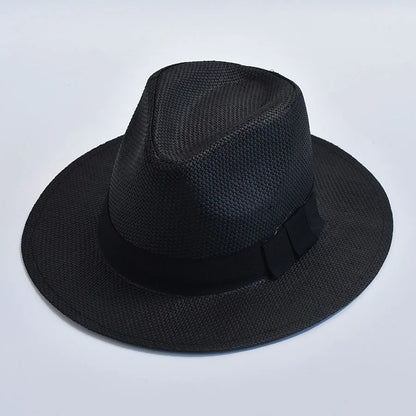 Panama Trilby Straw Hat Unisex UV Protection Beach Hat