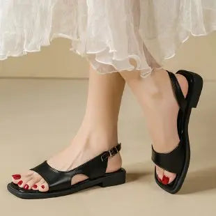 Women's Flat Sandals – Round Toe Slingback Beach Shoes