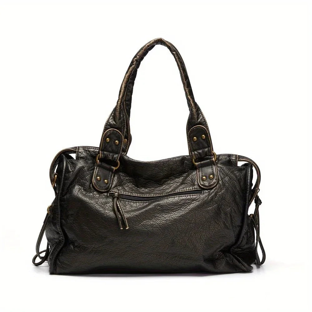Soft Leather Retro Y2K Motorcycle Tote Bag