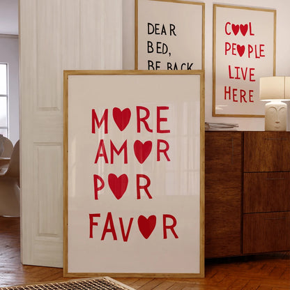 More Amor Por Favor Wall Art Print – Minimalist Heart Poster