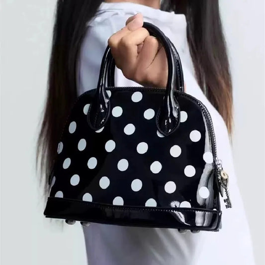 Cute Bolka Dots Patchwork Handbags Korean Style Women Zipper Versatile