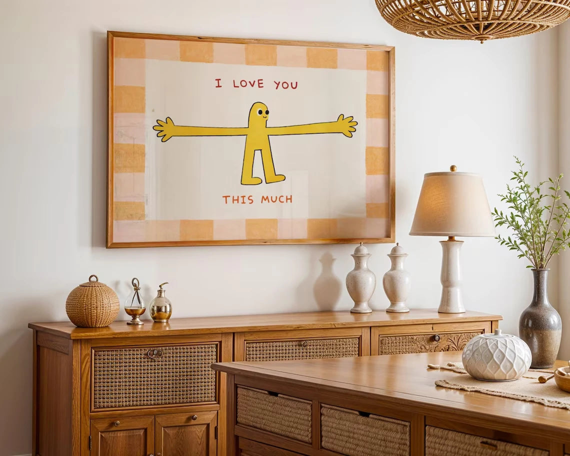 I Love You This Much Wall Art Print – Cute Hug Illustration Poster