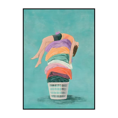 Laundry Basket Canvas Poster – Minimalist Funny Wall Art Print