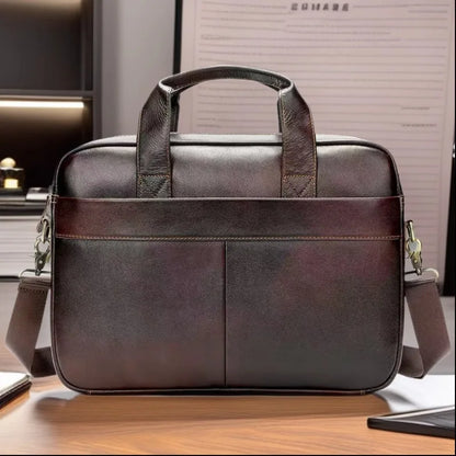 Genuine Leather Men's Briefcase – Laptop Shoulder Bag