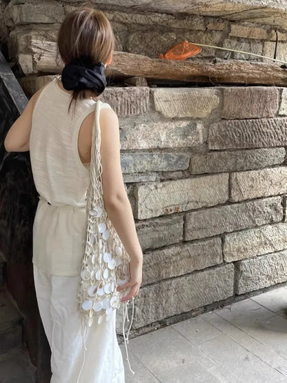 Shell Tassel Woven Hobo Bag – Handmade Shoulder Handbag