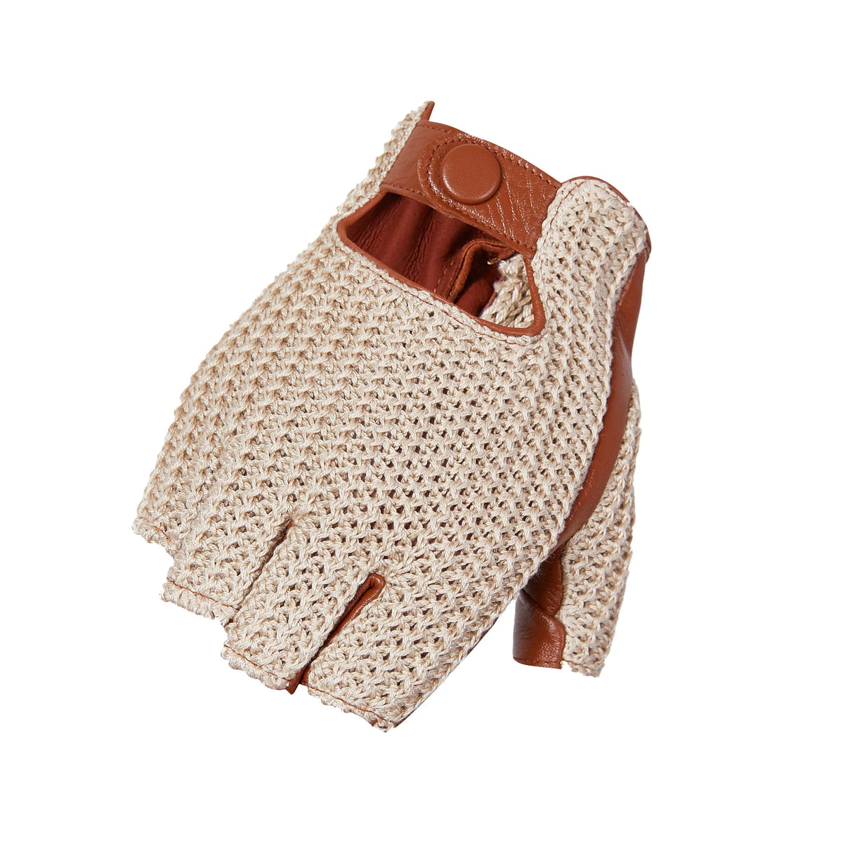Men's Leather Fingerless Driving Gloves with Mesh Back