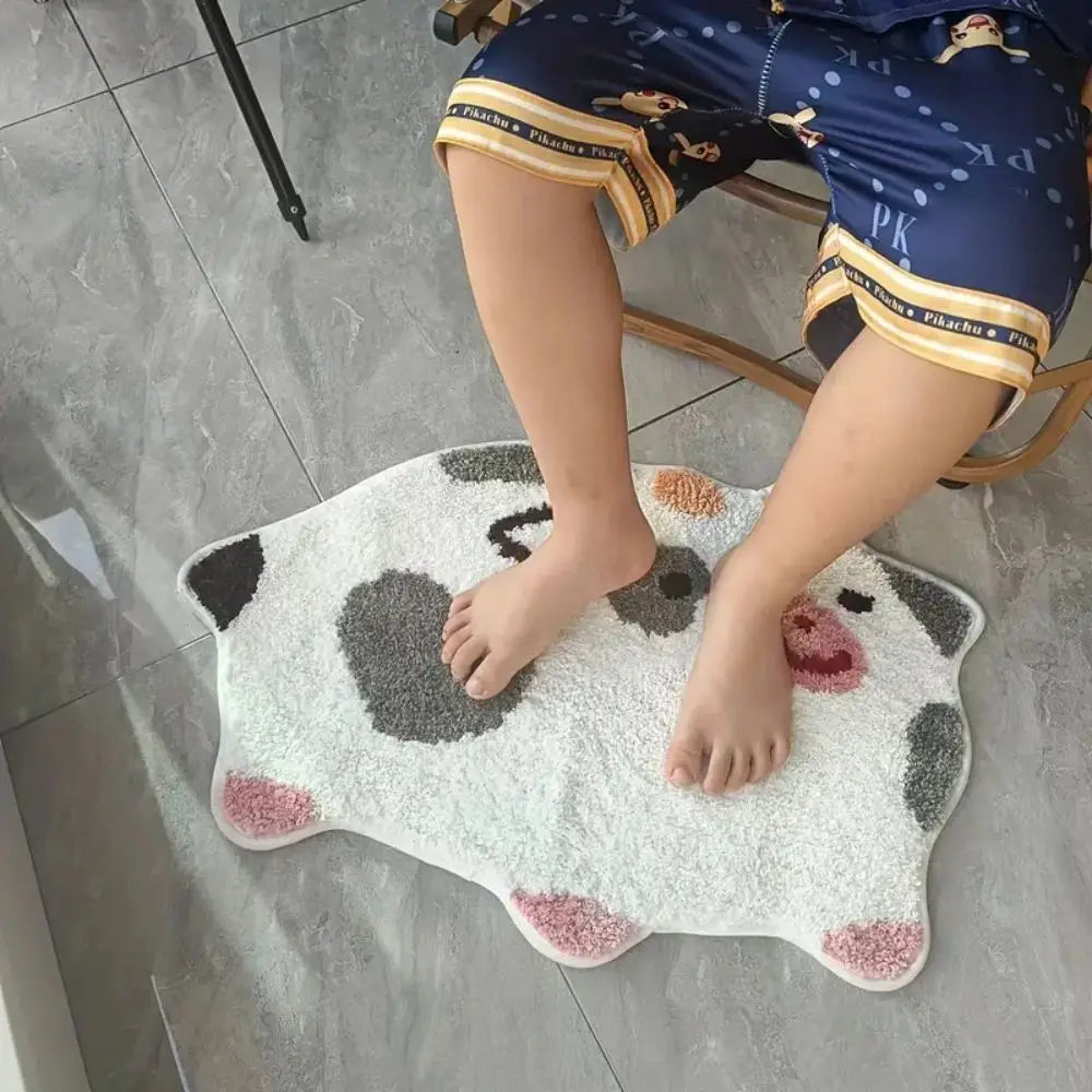 Cute Cow Fluffy Area Rug – Non-Slip Bedroom Floor Mat
