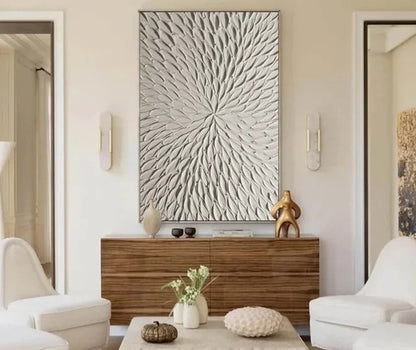 White Abstract Textured Canvas Poster – Minimalist Wabi-Sabi Wall Art