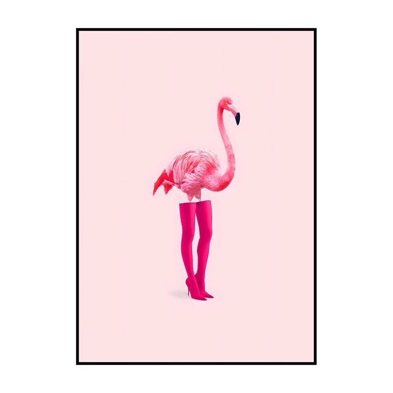 Flamingo on Roller Skates Wall Art Poster – Minimalist Print
