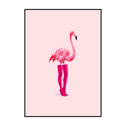 Flamingo on Roller Skates Wall Art Poster – Minimalist Print