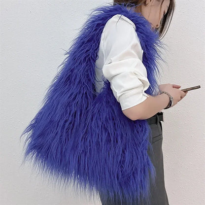 New Wool Women's Plush Shoulder Bags Y2k Hot Girls Faux Fur