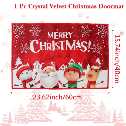 Santa Claus Christmas Doormat – Flannel Welcome Mat for Home