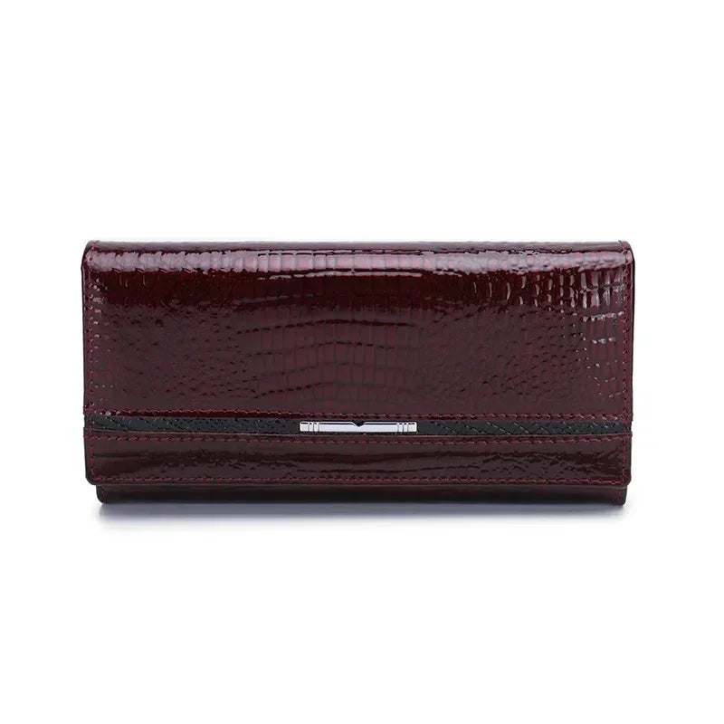 Alligator Pattern Genuine Leather Women's Long Wallet Clutch