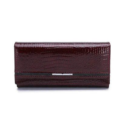 Alligator Pattern Genuine Leather Women's Long Wallet Clutch