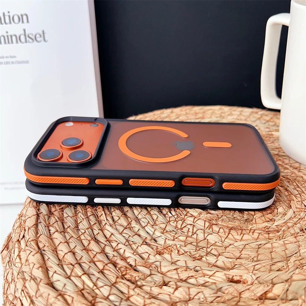 MagSafe Matte iPhone 17 Case – Shockproof Clear Back with Colorful Border