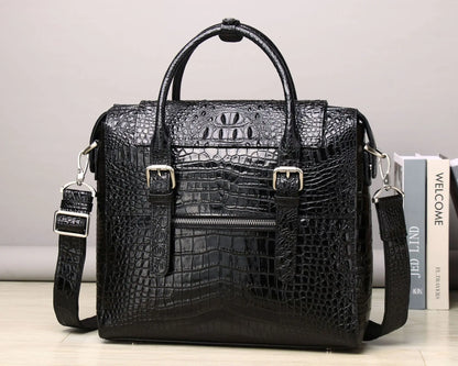 Alligator Embossed Genuine Leather Men's Briefcase Bag