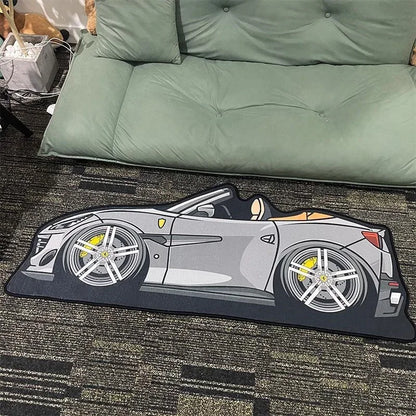 JDM Car Shaped Rug – Non-Slip Decorative Floor Mat for Bedroom & Living Room