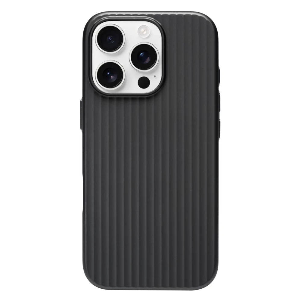 MagSafe Ribbed Stripe iPhone Case for 17 16 15 14 Pro Max – Matte Metal Finish