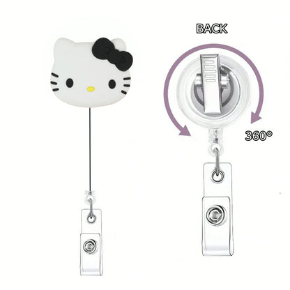 Sanrio Cat Retractable Badge Reel Keychain