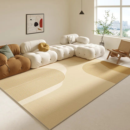 Cream Abstract Area Rug – Light Luxury Living Room Carpet