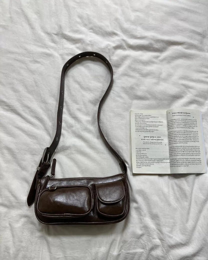 Retro Coffee Shoulder Bags Wallet Women Vintage Leather Pocket Chic Casual Handbag