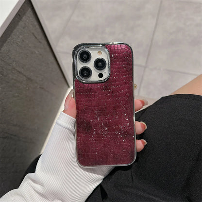 Crocodile Pattern iPhone Case with Chrome Plating – iPhone 11 to 17 Series