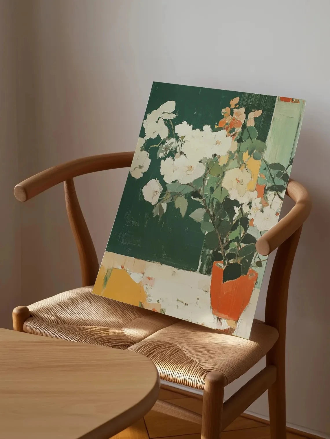 Floral Wall Art Canvas Print – Abstract Botanical Painting for Living Room