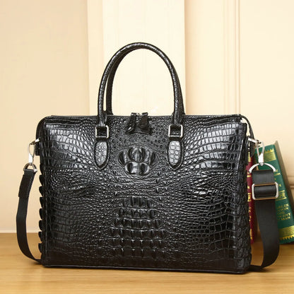 Alligator Embossed Genuine Leather Briefcase – Men's 14" Laptop Bag