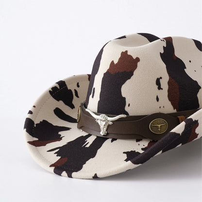 Cowgirl Hat Wide Brim – Cow Print Western Cap Women Men