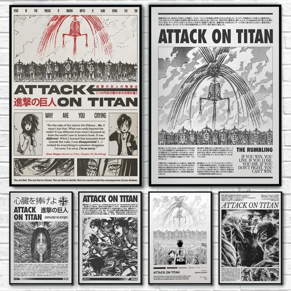 Attack on Titan Manga Poster – Waterproof Self-Adhesive Wall Art