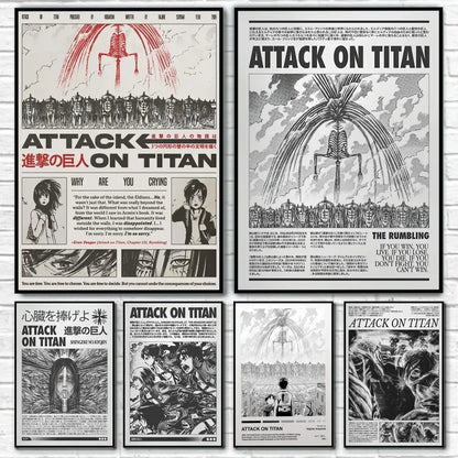 Attack on Titan Manga Poster – Waterproof Self-Adhesive Wall Art
