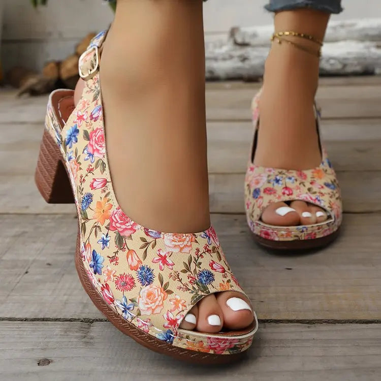 Chunky Heel Sandals for Women – Retro Wedge Dress Party Shoes