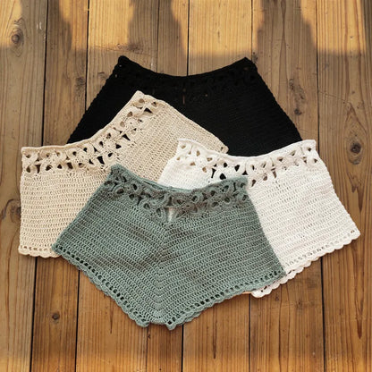 Crochet Swim Shorts Women – Cutout Beach Cover Up Bottoms