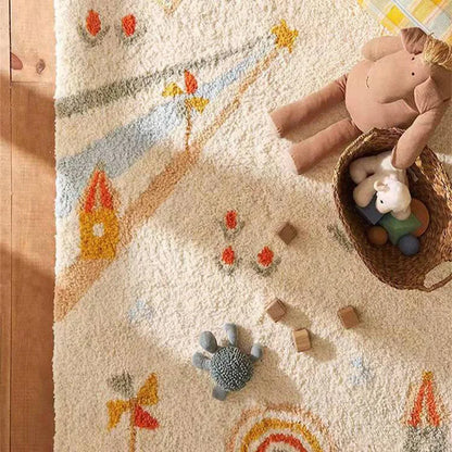 Colorful Star Plush Area Rug – Soft Cashmere-Like Carpet for Bedroom & Living Room