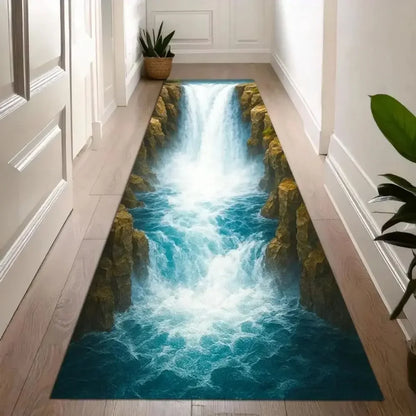 3D Optical Illusion Waterfall Abyss Runner Rug – Hallway Mat