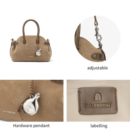 New Suede Bag Luxury Designer Handbag Boston Bag