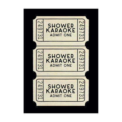 Shower Karaoke Admit One Poster – Funny Retro Bathroom Wall Art