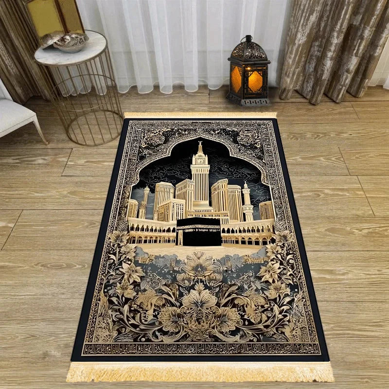 Islamic Prayer Mat Foldable Portable Sajjadah – Holy City Design