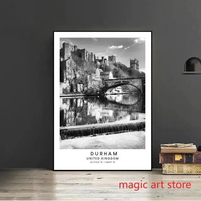 City Travel Poster – Black & White Landmark Wall Art Print for Home Decor