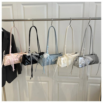 French Elegant Square Bag Korean Bow Decoration Pu High-quality