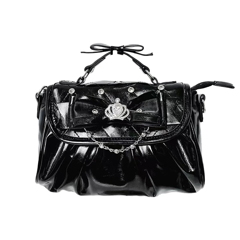 Elegant Pink Bow Rhinestone Underarm Bag