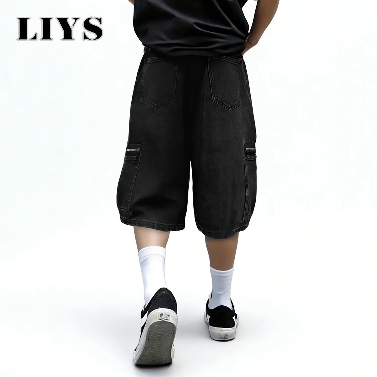 Men's Baggy Cargo Denim Shorts – Multi-Pocket Streetwear
