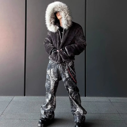 Cotton Coat Men Winter Warm Thick American Classic Fashionable Trendy Outerwear Fur Coats Mens