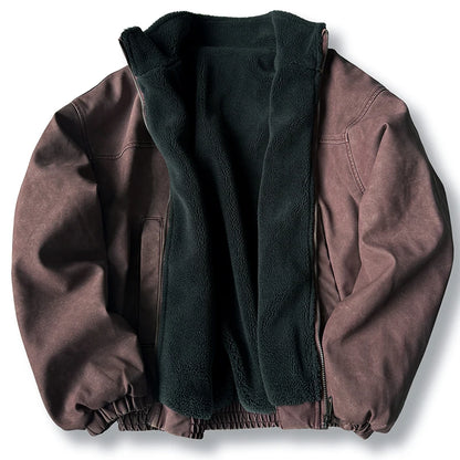 Men's Fleece-Lined Heavyweight Winter Jacket – Japanese Vintage Style